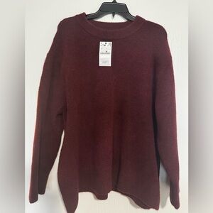 Stradivarius Deep Red Crew Neck Sweater